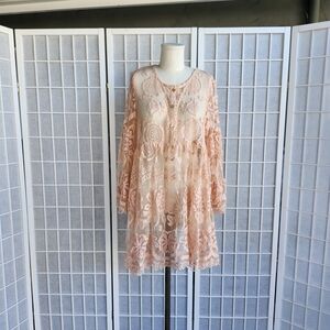 Free People Peach Lace Top